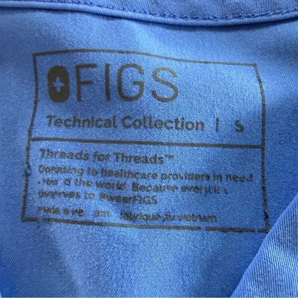 Figs Technical Collection Blue V-Neck Scrub Top with Double Pocket Sz S - Picture 3 of 5